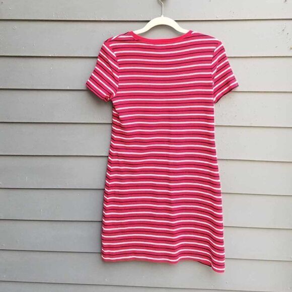 Like New Tommy Hilfiger Red Black white Striped Knit Cotton Dress size Medium - Picture 3 of 10